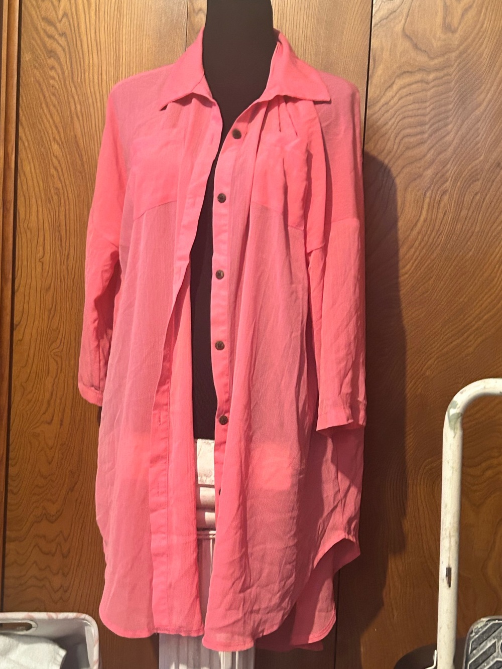 Gomorn Swim Cover Up Button Front Beach Shirt Dress Resort one size